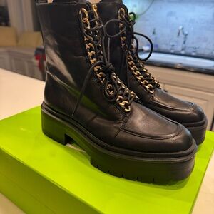 Sam Edelman Lovrin Women’s Black Leather Combat Boots Sz 7.5M NEW